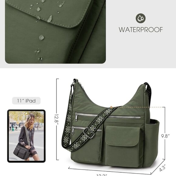 KALIDI Nylon Crossbody Bags for Women Trendy Cross Body Purse with Multiple Pock - Picture 5 of 6